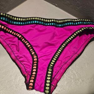 Bikini Bottom Size 10 La Blanca Magenta Threading on Trim California Cut Hipster